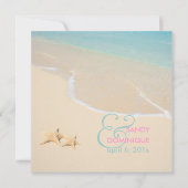 PixDezines Starfish + Strand/tropische Hochzeit Einladung (Vorderseite)