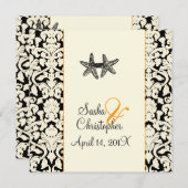 PixDezines-Sternenfisch+Damask/Deuchfarben Einladung (Vorne/Hinten)