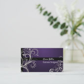 PixDezines Stilvolle Perle Wirbel+lila Edelsteine Visitenkarte (Stehend Vorderseite)