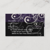 PixDezines Stilvolle Perle Wirbel+lila Edelsteine Visitenkarte (Rückseite)