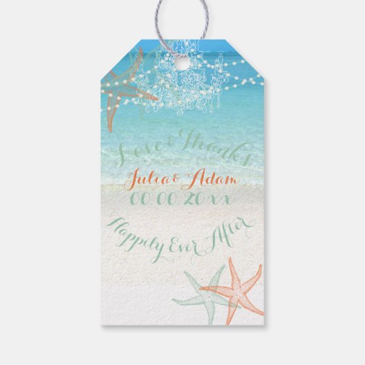 PixDezines Strand/Kronleuchter/Seestern Geschenkanhänger (Rückseite)