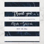 PixDezines Streifen aus weißem/blauem Marmor Weinetikett (Einzelnes Label)