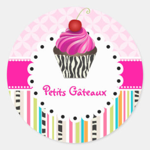 PixDezines Streifen+Gitter+Cupcake/DIY Farbe Runder Aufkleber