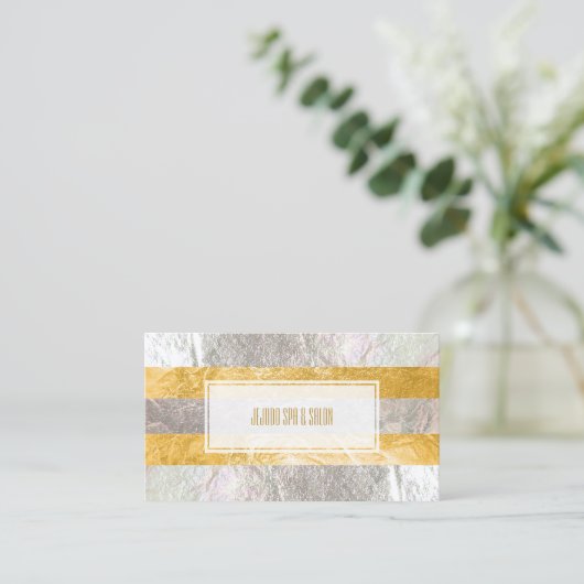 PixDezines Streifen/Imitat Silberfolie/Gold Visitenkarte (Stehend Vorderseite)