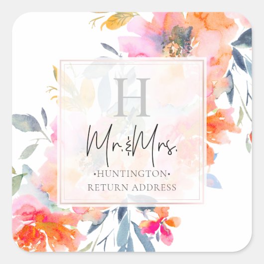 PixDezines Summer Garden Rose Quadratischer Aufkleber (Vorderseite)