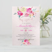 PixDezines Summer Peonies Watercolor Bat Mitzvah Einladung (Stehend Vorderseite)
