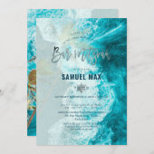 PixDezines Surfs Up Beach Bar Mitzvah Einladung (Vorne/Hinten)