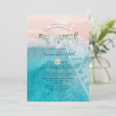 PixDezines Surfs Up Beach Bat Mitzvah Einladung (Stehend Vorderseite)