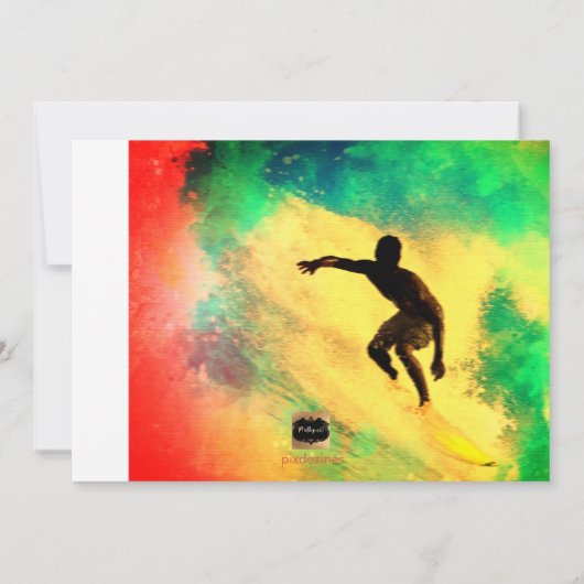 PixDezines Surfs Up/Surfer/Beach Bar Mitzvah Einladung (Rückseite)