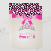 PixDezines Süß 16/Rosa Jaguar Einladung (Vorne/Hinten)