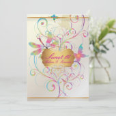 PixDezines Süß 16/Schmetterlinge+Libelle+Regenboge Einladung (Stehend Vorderseite)