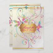 PixDezines Süß 16/Schmetterlinge+Libelle+Regenboge Einladung (Vorne/Hinten)