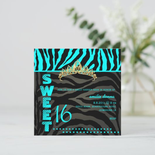 PixDezines Süß 16/Zebrastreifen Einladung (Stehend Vorderseite)