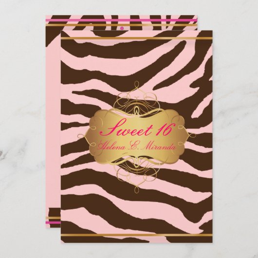 PixDezines Süß 16/Zebrastreifen Einladung (Vorne/Hinten)