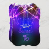 PixDezines Sweet 15, Laser-Leuchten/Neon-Leuchten Einladung (Vorne/Hinten)