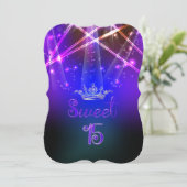 PixDezines Sweet 15, Laser-Leuchten/Neon-Leuchten Einladung (Stehend Vorderseite)