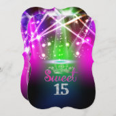 PixDezines Sweet 15, Laser-Leuchten/Neon-Leuchten Einladung (Vorne/Hinten)