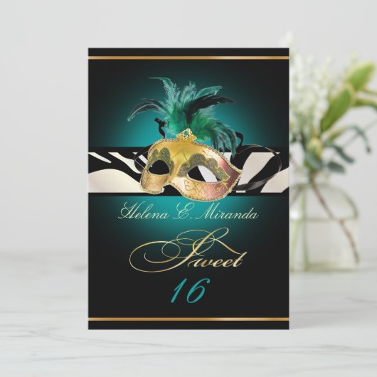 PixDezines Sweet 16/aquamarin Zebra/DIY Farbe!! Einladung (Stehend Vorderseite)