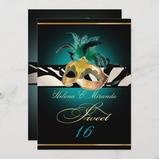 PixDezines Sweet 16/aquamarin Zebra/DIY Farbe!! Einladung (Vorne/Hinten)