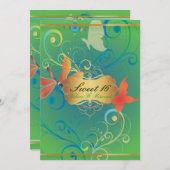 PixDezines Sweet 16/Butterfiles/Wirbel/Drachenflie Einladung (Vorne/Hinten)