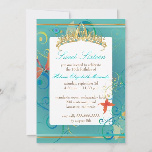 PixDezines Sweet 16/Butterfiles/Wirbel/Drachenflie Einladung (Rückseite)