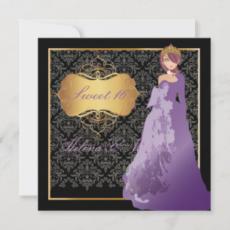 PixDezines Sweet 16 Damask/Quinceañera/Quince años Einladung