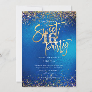 PixDezines Sweet 16 Diamant Glitter Blau Einladung