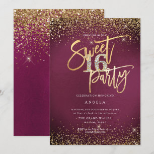 PixDezines Sweet 16 Diamond Glitters Sangria  Einladung