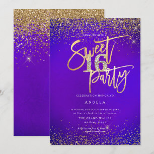 PixDezines Sweet 16 Diamond Glitters Ultra Violett Einladung