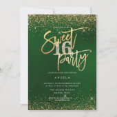 PixDezines Sweet 16 Diamond Glitzer Emerald  Einladung (Vorderseite)