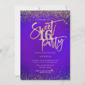 PixDezines Sweet 16 Diamond Glitzer Ultra Violet Einladung (Vorderseite)