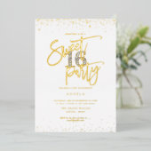 PixDezines Sweet 16 Diamond Silver Gold Folieneinladung (Stehend vorne)