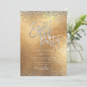 PixDezines Sweet 16 Diamond Silver Gold Glitzer Einladung (Stehend Vorderseite)