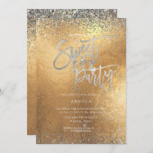 PixDezines Sweet 16 Diamond Silver Gold Glitzer Einladung (Vorne/Hinten)