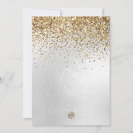 PixDezines Sweet 16 Diamond Silver Gold Glitzer Einladung (Rückseite)