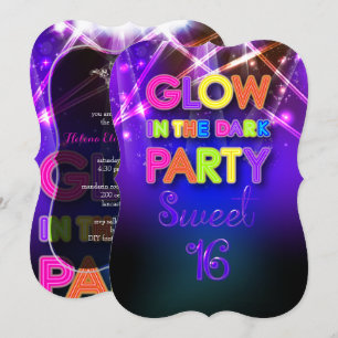 PixDezines Sweet 16, Glow-Party/Laserstrahlen Einladung
