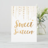 PixDezines sweet 16, Golden Hearts Strings Glitzer Einladung (Stehend Vorderseite)