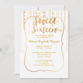 PixDezines sweet 16, Golden Hearts Strings Glitzer Einladung (Rückseite)