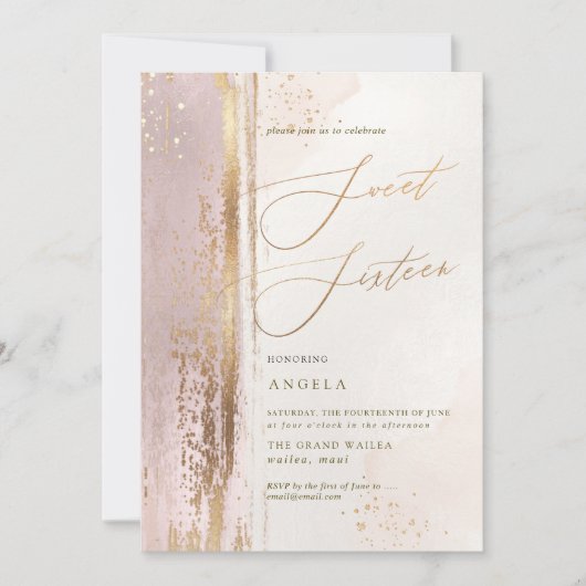 PixDezines Sweet 16 H2 Blush Pink gereinigt Einladung (Vorderseite)
