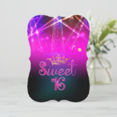 PixDezines Sweet 16, Laser-Leuchten/Neon-Leuchten Einladung (Stehend Vorderseite)