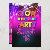 PixDezines Sweet 16, Laserlichter/glattes Party Einladung (Vorne/Hinten)