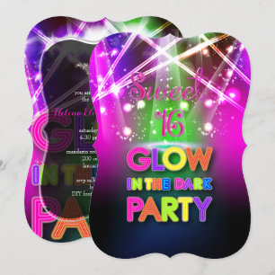 PixDezines Sweet 16, Laserlichter/Glow-Party Einladung