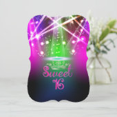 PixDezines Sweet 16, Laserlichter/Neonleuchten Einladung (Stehend Vorderseite)