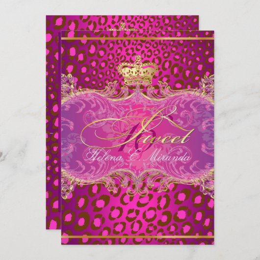 PixDezines Sweet 16/Magenta Leopard/DIY Farbe!! Einladung (Vorne/Hinten)