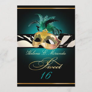 PixDezines Sweet 16/teal Zebra/DIY Farbe!! Einladung