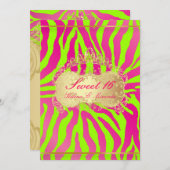 PixDezines Sweet 16/Zebra/diy background Einladung (Vorne/Hinten)