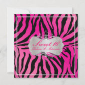 PixDezines SWEET 16/ZEBRA PRINT/HOT PINK Einladung (Vorderseite)
