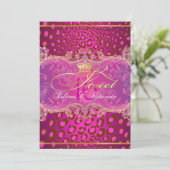 PixDezines Sweet 16Magenta Leopard / DIY Farbe!! Einladung (Stehend Vorderseite)