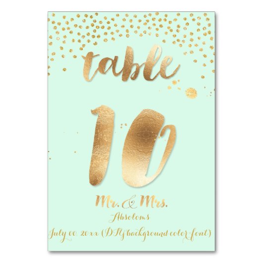 PixDezines Tabelle 10/Goldsprinkles/DIY Farbe/Minz Tischnummer (Rückseite)