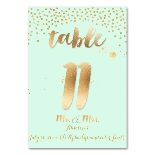 PixDezines Tabelle 11/Goldsprinkles/DIY Farbe/Minz Tischnummer (Rückseite)